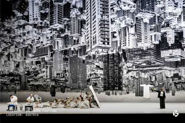 Where the earth hangs above.

For Olivier Messiaen’s Saint François d’Assise at the Salzburg Festival, Big Image premium printed the monumental cityscape that appears inverted above the performers, creating an almost impossible world overhead.

At 34.8 metres wide and 17 metres high, covering a total of 592 m², the scenography brings together five individual prints to form one continuous image across the stage.

Director, Set Design & Light Design: Romeo Castellucci @theromeocastellucci 

Photo Credits: © SF/Monika Rittershaus @monikarittershaus 

@salzburgerfestspiele 
.
.
.
.
.
.
setdesign, setdesigner, scenography, scenicdesign, scenicdesigner, lightdesign, lightdesigner, bigimage, productiondesign, productiondesigner

#146173