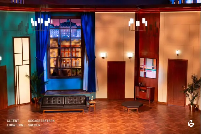 Comedy, carried on shifting light.
.
For the production of Trassel showing at Oscarsteatern, Big Image crafted a printed floor from an AI enhanced image, and a mood-shifting backdrop that moves from day into night. The play runs until May 11.
.
Production and artistic team:
Exekutiv producent - Vicky von der Lancken
Producent - Johan von der Lancken
Medproducent - Bosse Andersson
Regi/översättning och bearbetning - Edward af Sillén
Scenografi - Marcus Englesson
Kostymdesign - Camilla Thulin
Mask- och perukdesign - David Julio
Rekvisita - Moa Nyman
Ljusdesign - Mikael Kratt
Ljuddesign – Oskar Johansson
Koreografi - PM Andersson
Originalmanus OUT OF ORDER av Ray Cooney
.
.
.
.
.
.
Setdesigner, setdesign, setdecor, productiondesign, productiondesigner, scenography, scenographer, scenicdesign, scenicdesigner, lightdesign, lightdesigner, bigimage, printedflooring, printedfabric, #143204 #144064