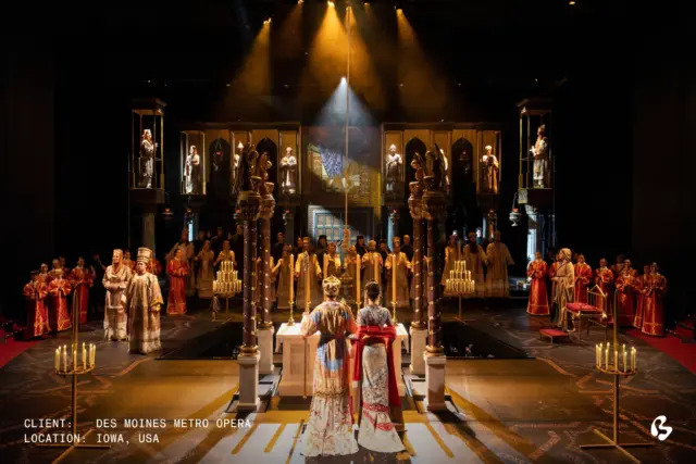 A kingdom written in gold.

For King Roger at Des Moines Metro Opera in Iowa, USA, Big Image premium printed the stage flooring on Clear Stage, our own-developed flooring material.

The intricate golden patterns stretch across the dark surface, becoming part of the production's richly detailed visual world.

Stage Director: Chas Rader-Shieber
Scenic Design: Jimmy Stubbs
Lighting Design: Connie Yun
Photo Credit: Cory Weaver @cory_weaver_photographer 

@desmoinesmetroopera 
.
.
.
.
.
.
setdesign, scenography, scenicdesign, lightdesign, productiondesign, stageflooring

#147484